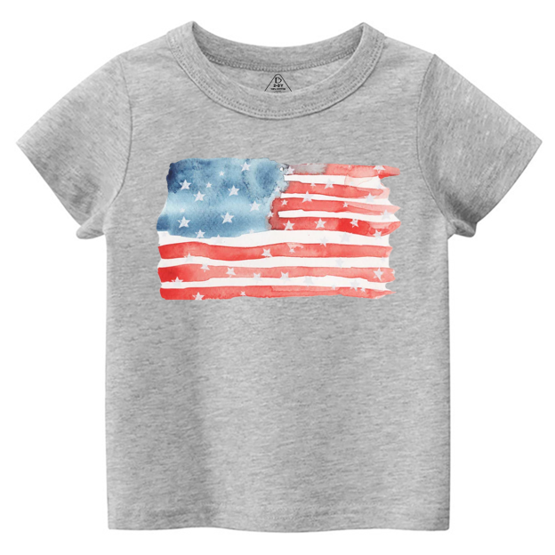 Watercolor American Flag Toddler&Kid's Tees Beepumpkin 