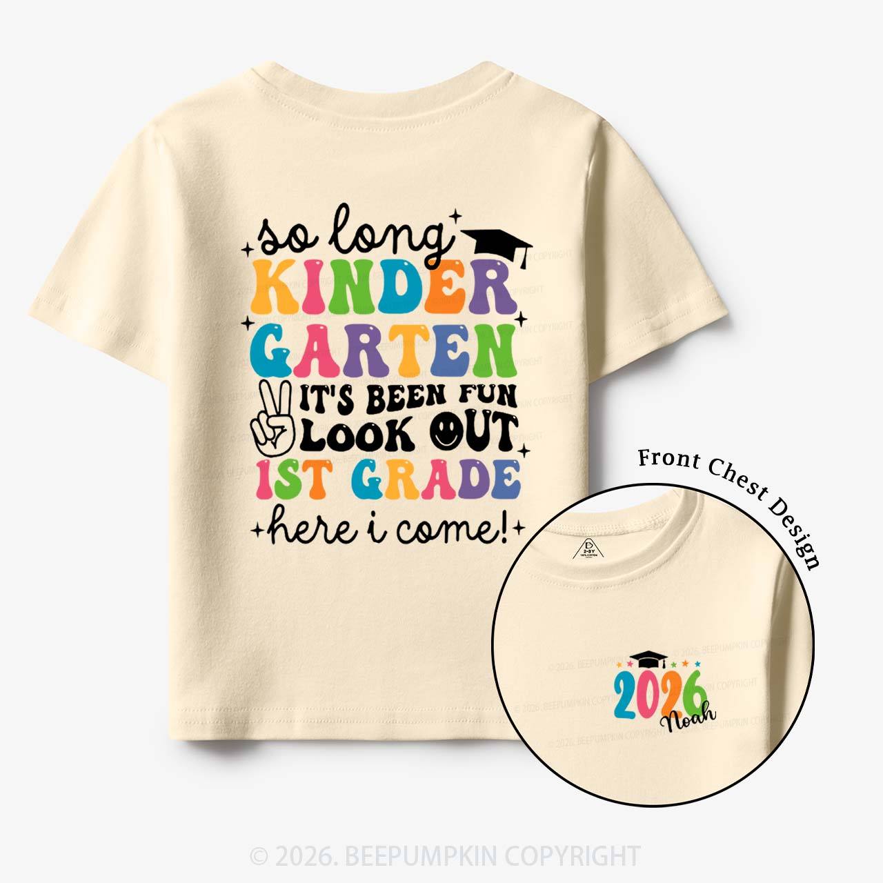 Personalized Name So Long Kindergarten Hello 1st Grade Toddler&Kid's Tees