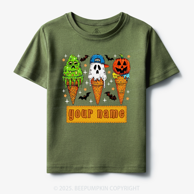 Personalized Name Halloween Spooky Scoops Toddler&Kid's Tees Beepumpkin