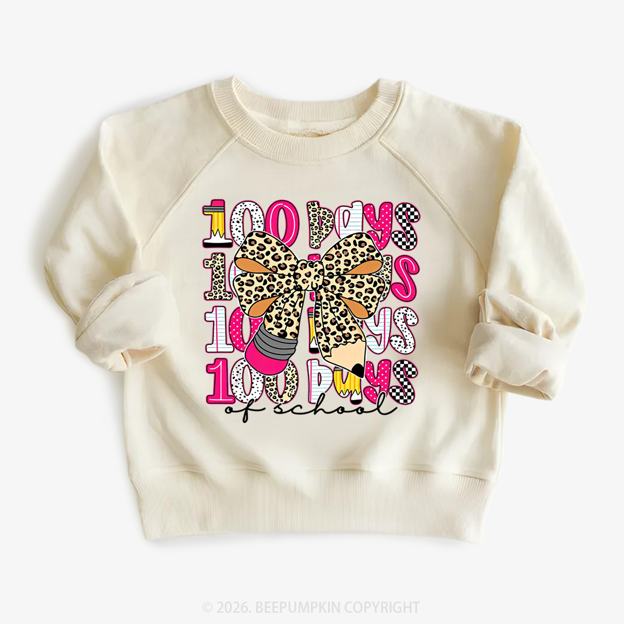 Leopard Love 100 Days Of  School Edition Toddler&Kid's Sweatshirt