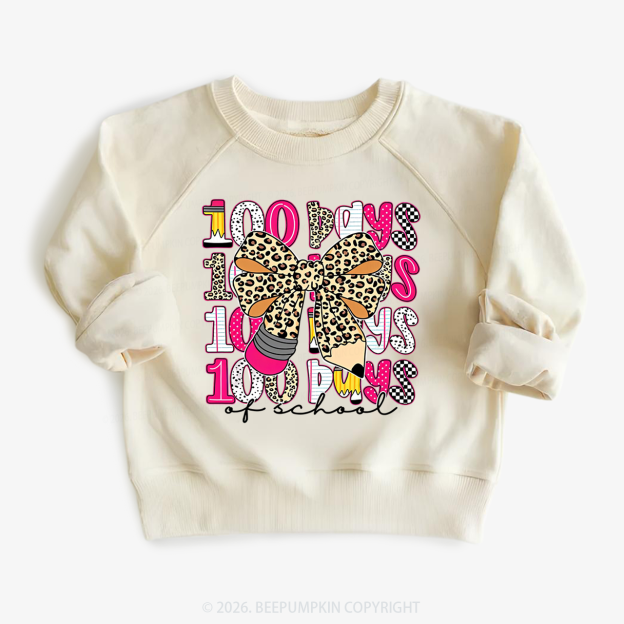 Leopard Love 100 Days Of  School Edition Toddler&Kid's Sweatshirt