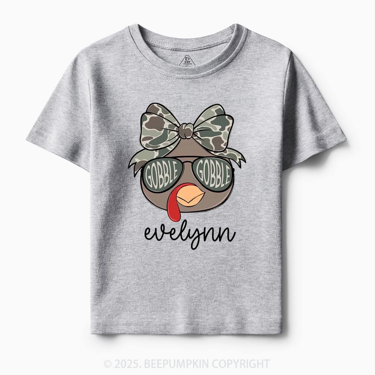 Personalized Boys/Girl Turkey Camo Thanksgiving Toddler&Kid's Tees Beepumpkin