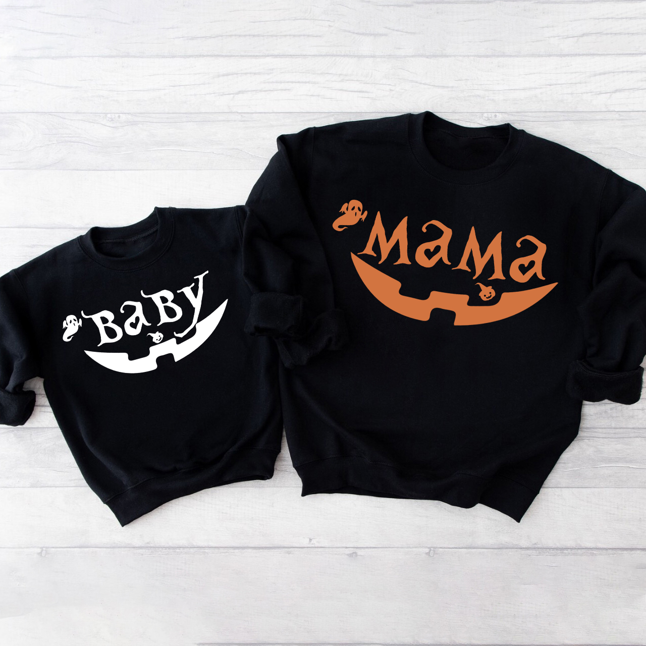 Personalized Pumpkin Face Halloween Family Matching Sweatshirts