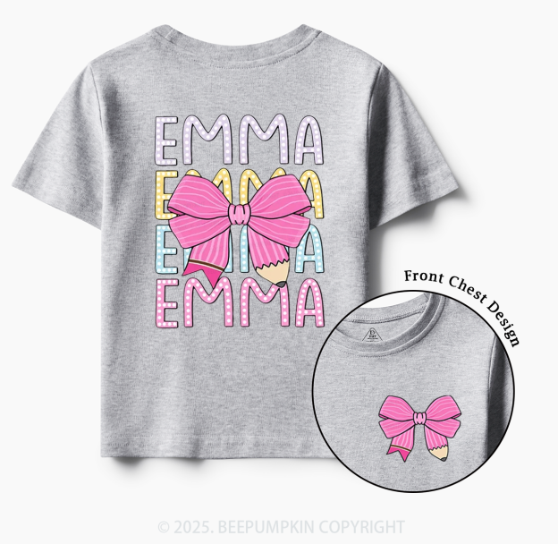 Personalized Pink Bow Toddler&Kid's Tees Beepumpkin