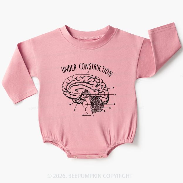 Under Construction Brain Diagram Baby Bubble Romper