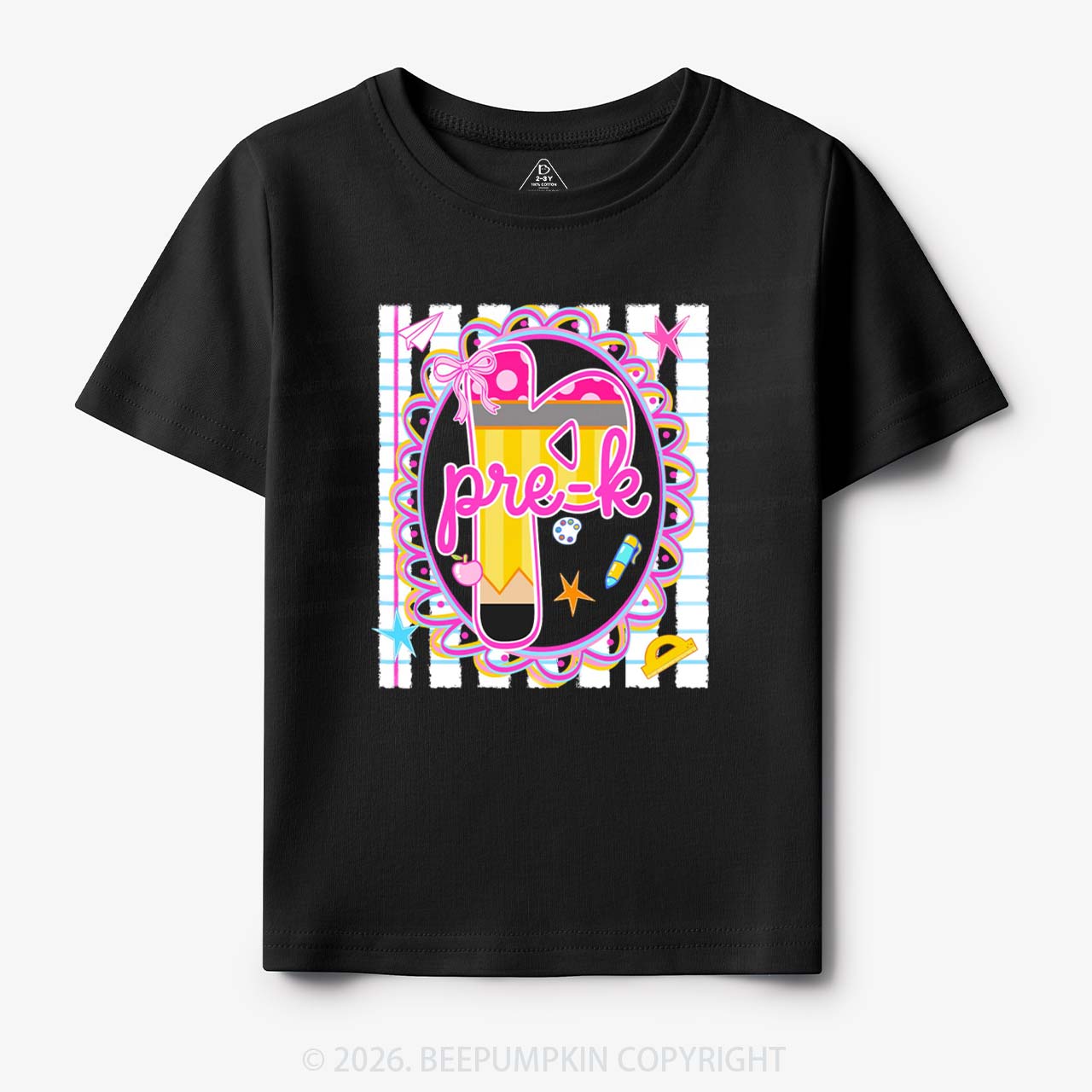 Personalized Pink Gingham Stripes Back To School Toddler&Kid's Tees