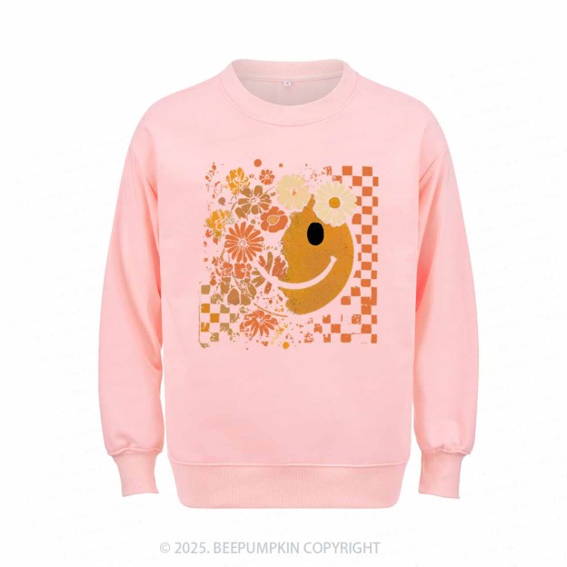 Floral Fall Smiley Face Sweatshirt Beepumpkin 