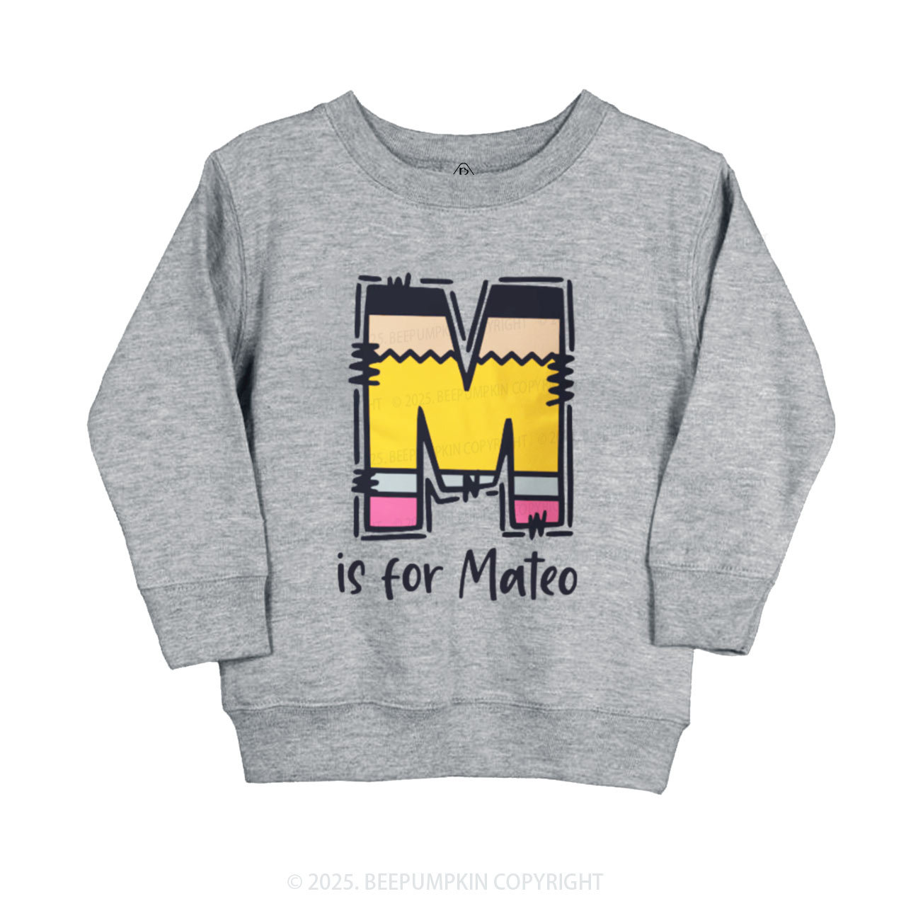 Personalized Pencil Letter Kid's Sweatshirt