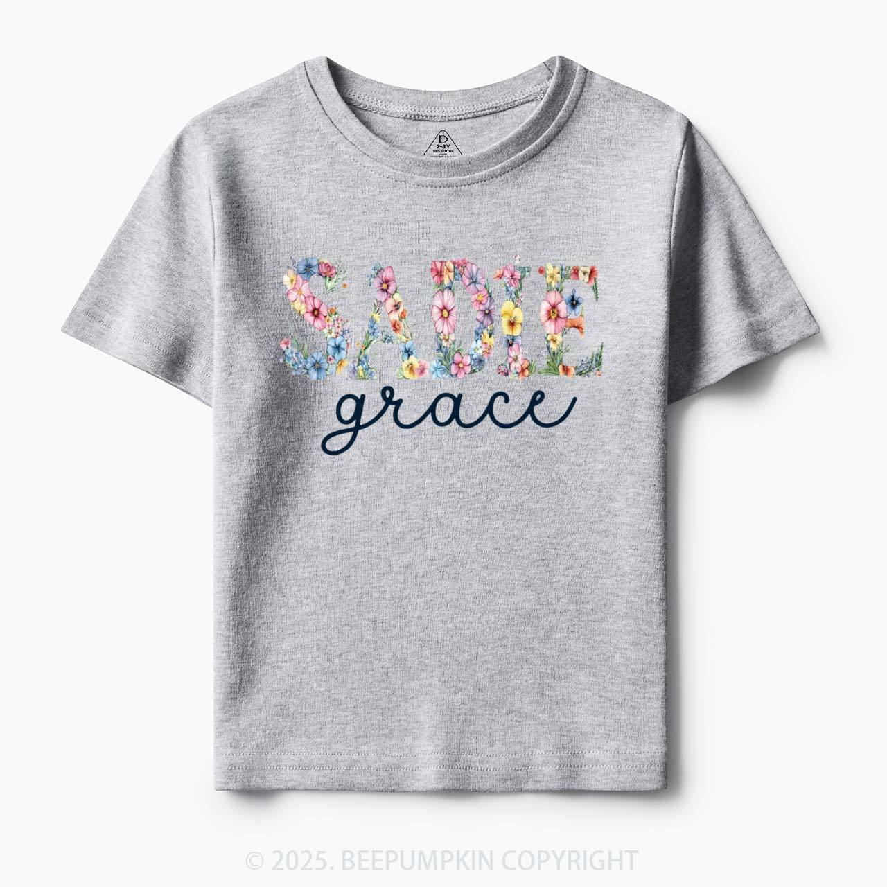 Personalized Floral Name Toddler&Kid's Tees Beepumpkin