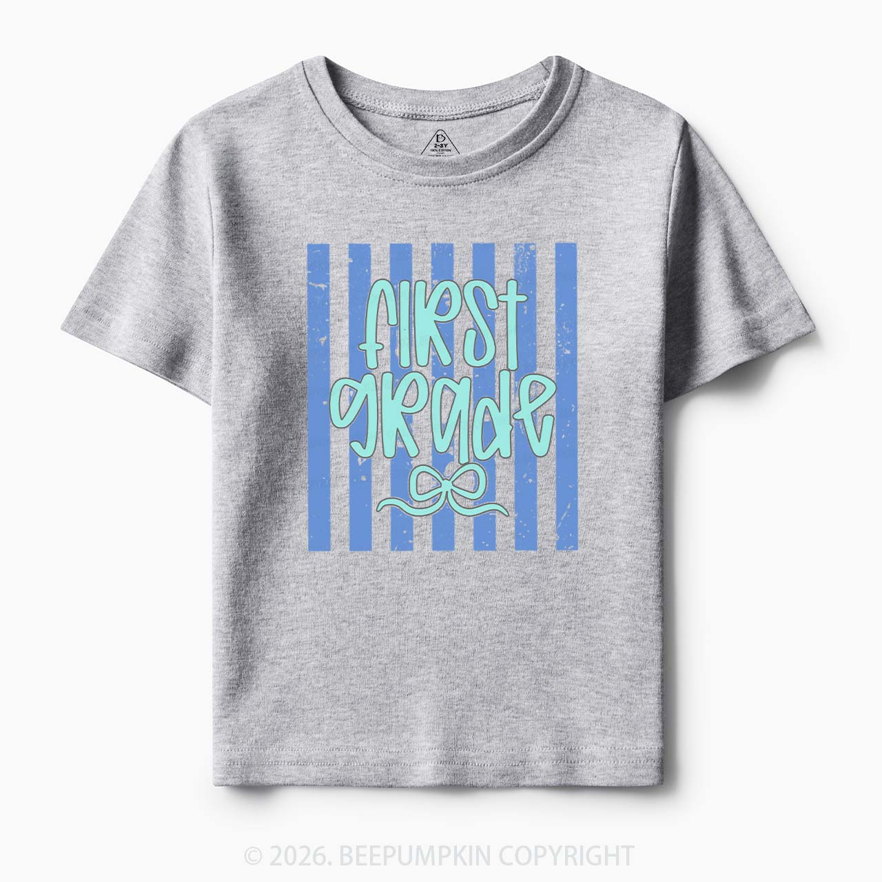 Colorful Stripes First Grade Cutie Bow Toddler&Kid's Tees