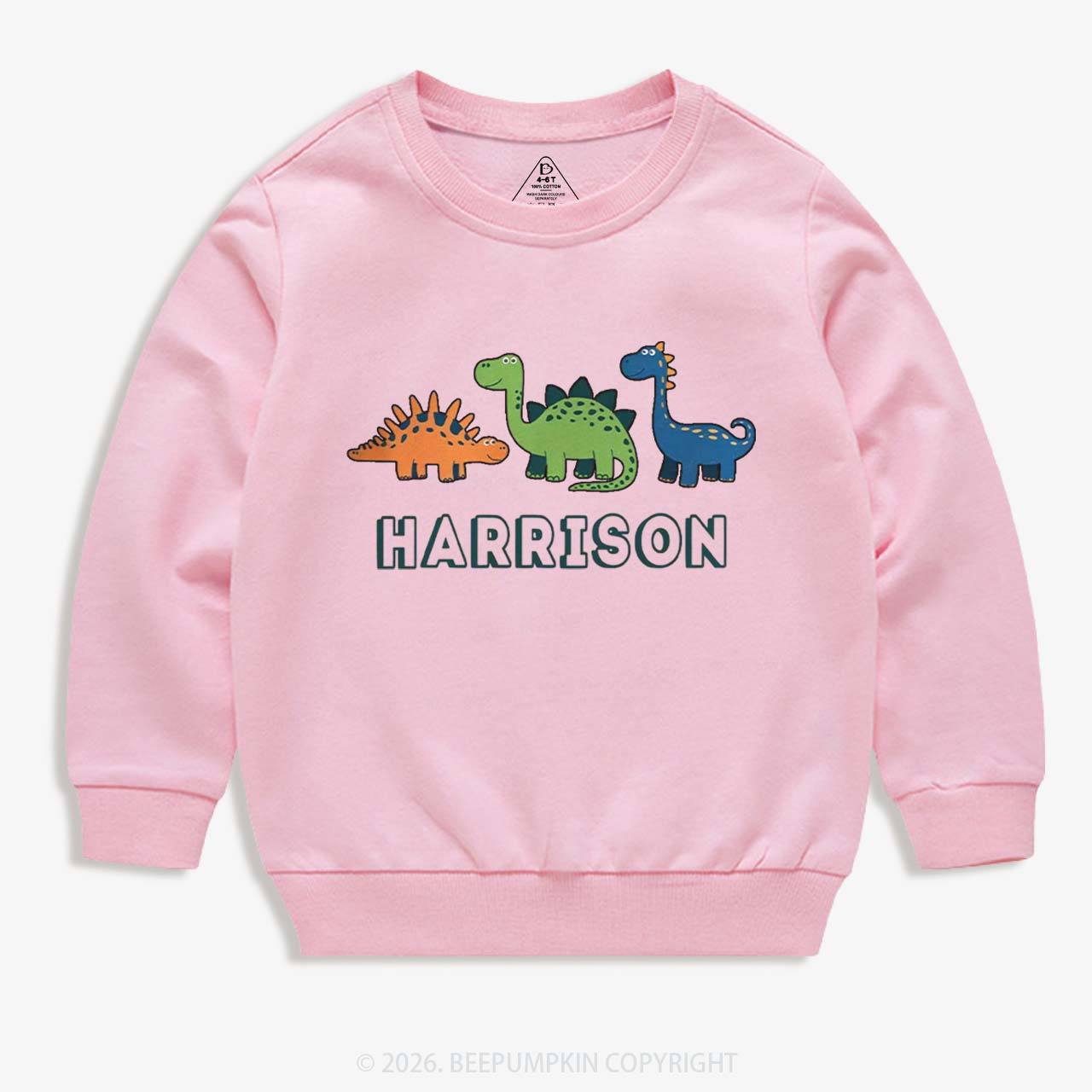 Personalized Cute Dinosaur Name Kid's Sweatshirt