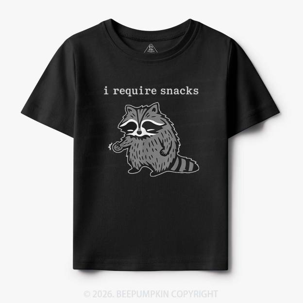 I Require Snacks Raccoon Toddler&Kid's Tees
