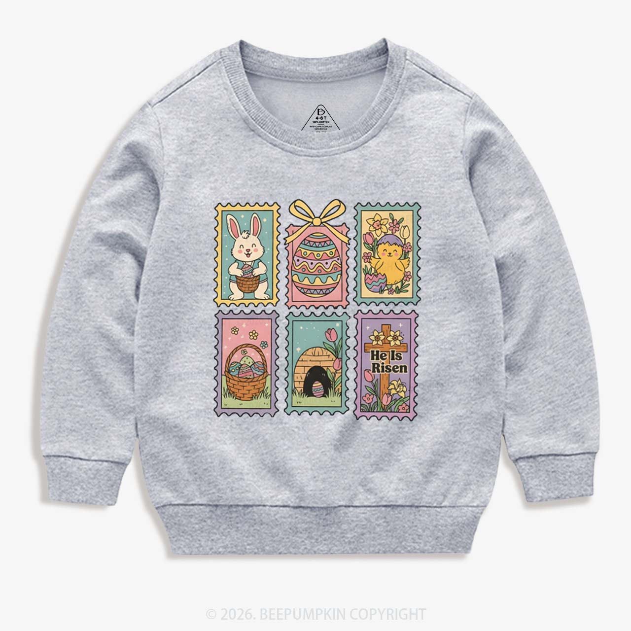 He Is Risen Easter Stam Kid's Sweatshirt