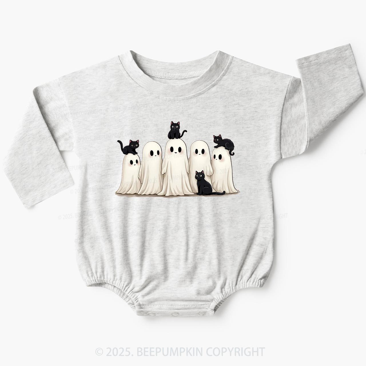 Halloween Black Cat & Ghost Baby Bubble Romper Beepumpkin