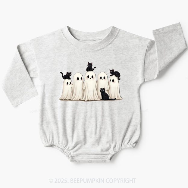 Halloween Black Cat & Ghost Baby Bubble Romper Beepumpkin