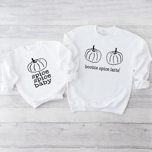 Boobie Spice Latte Spice Baby Mom&Me Matching Swetshirt