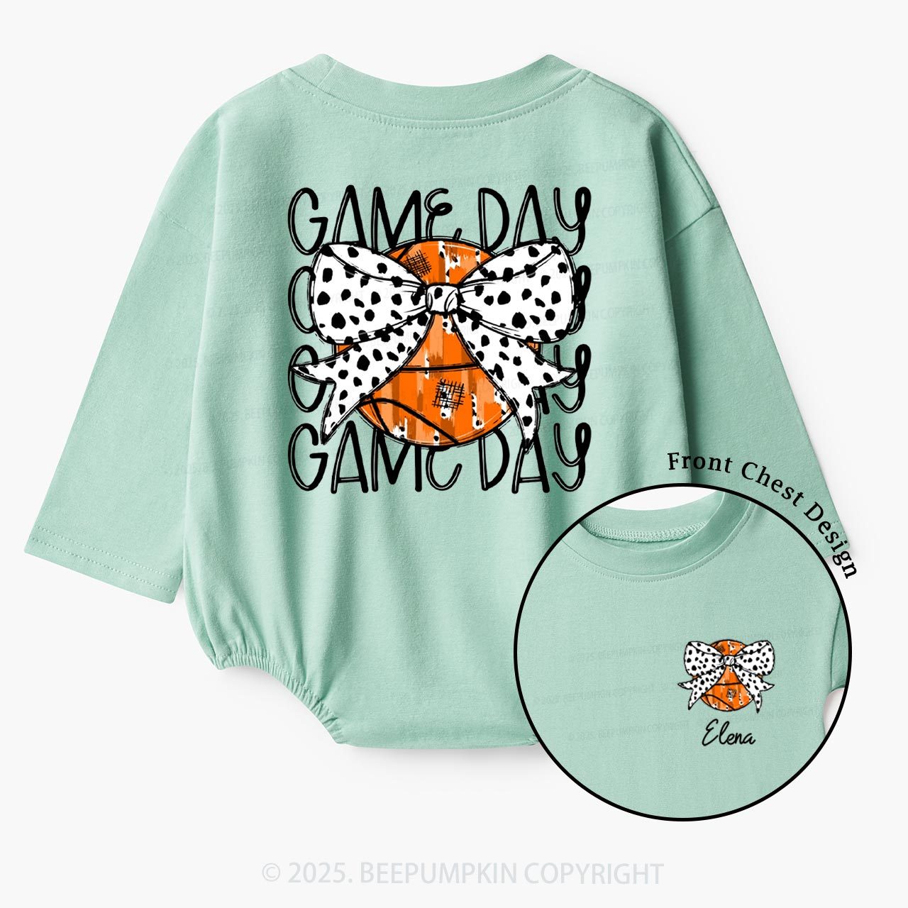 Personalized Game Day Baby Bubble Romper Beepumpkin