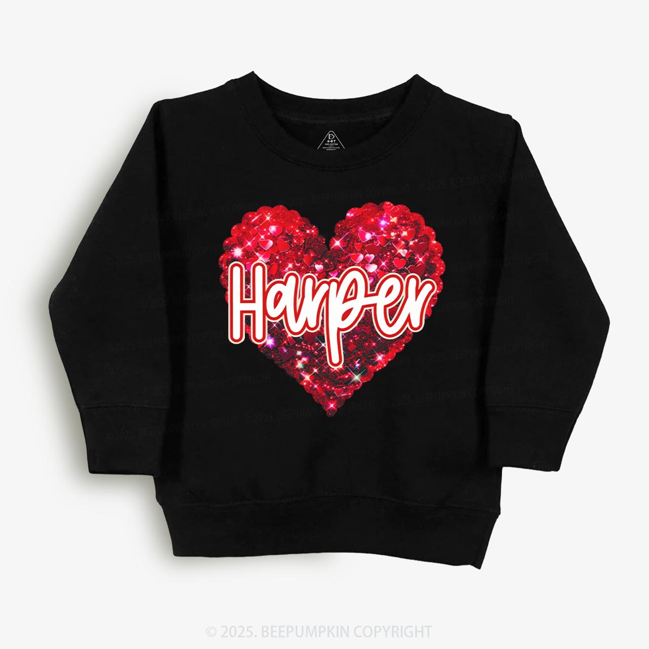 Personalized Sparkling Heart Name Kid's Sweatshirt