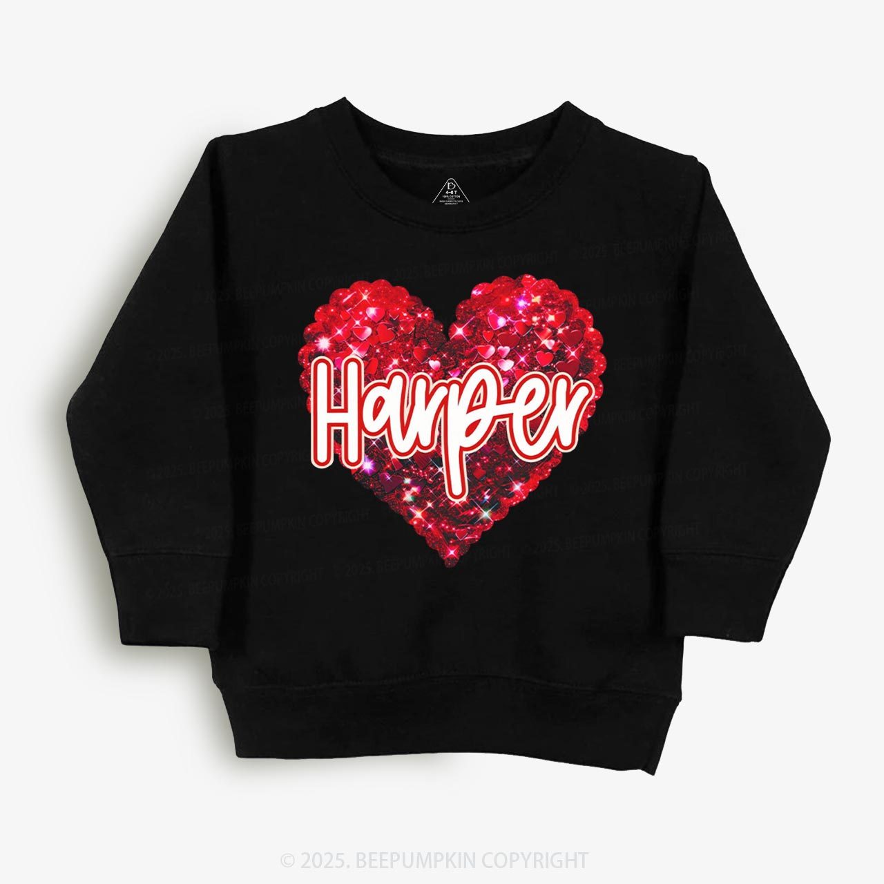 Personalized Sparkling Heart Name Kid's Sweatshirt