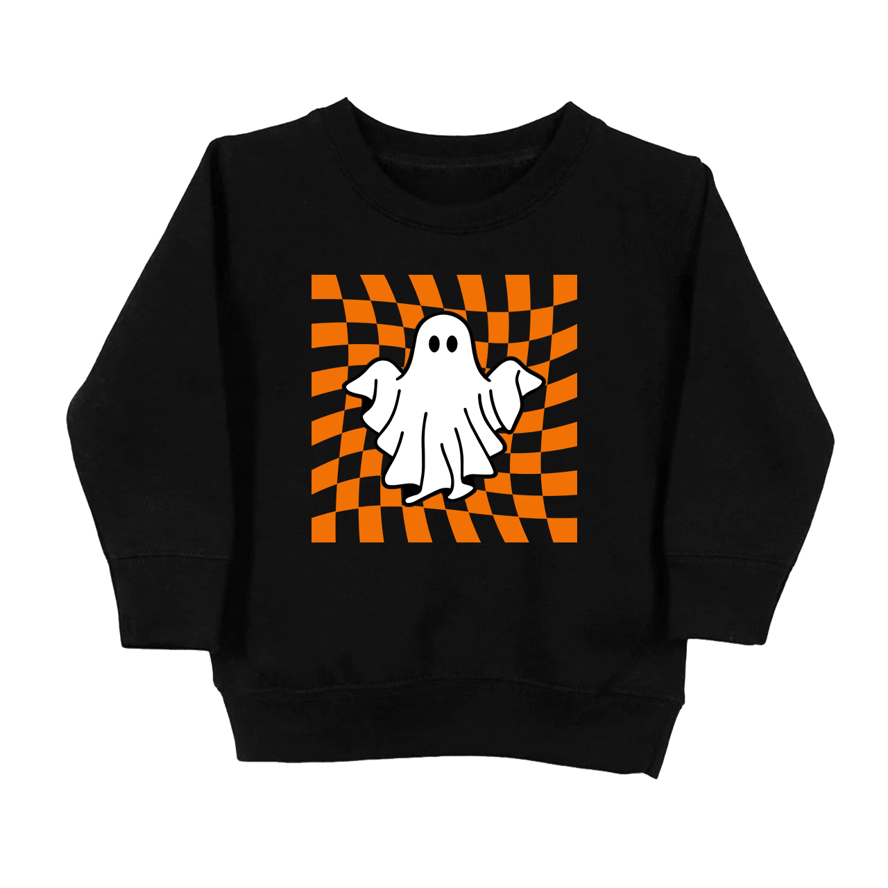 Checkered Ghost Retro Halloween Sweatshirt For Kids