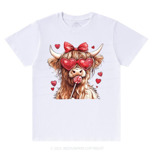 Highland Cow Valentine's Day T-Shirts Beepumpkin