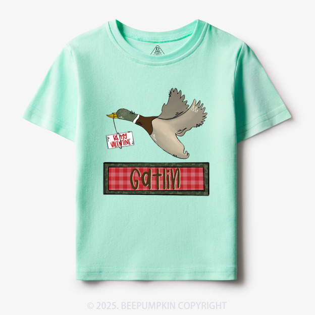 Personalized Be My Valentine Duck Toddler&Kid's Tees Beepumpkin