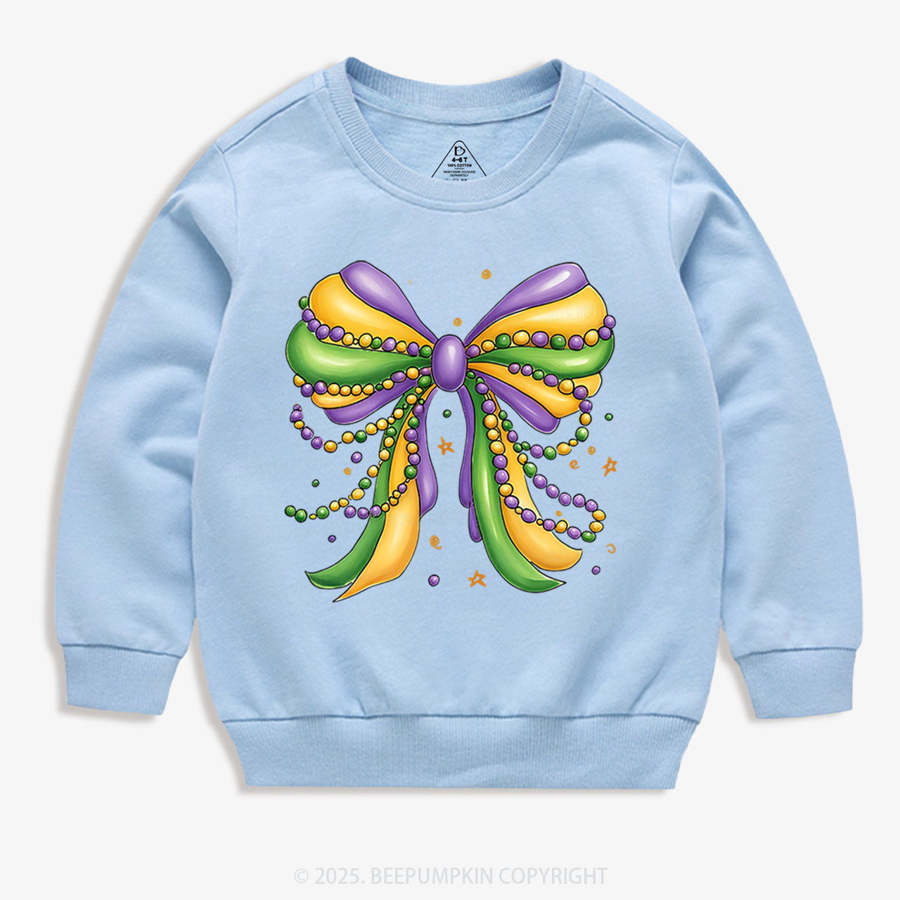 Mardi Gras Ribbon Bow Kid's Sweatshirt