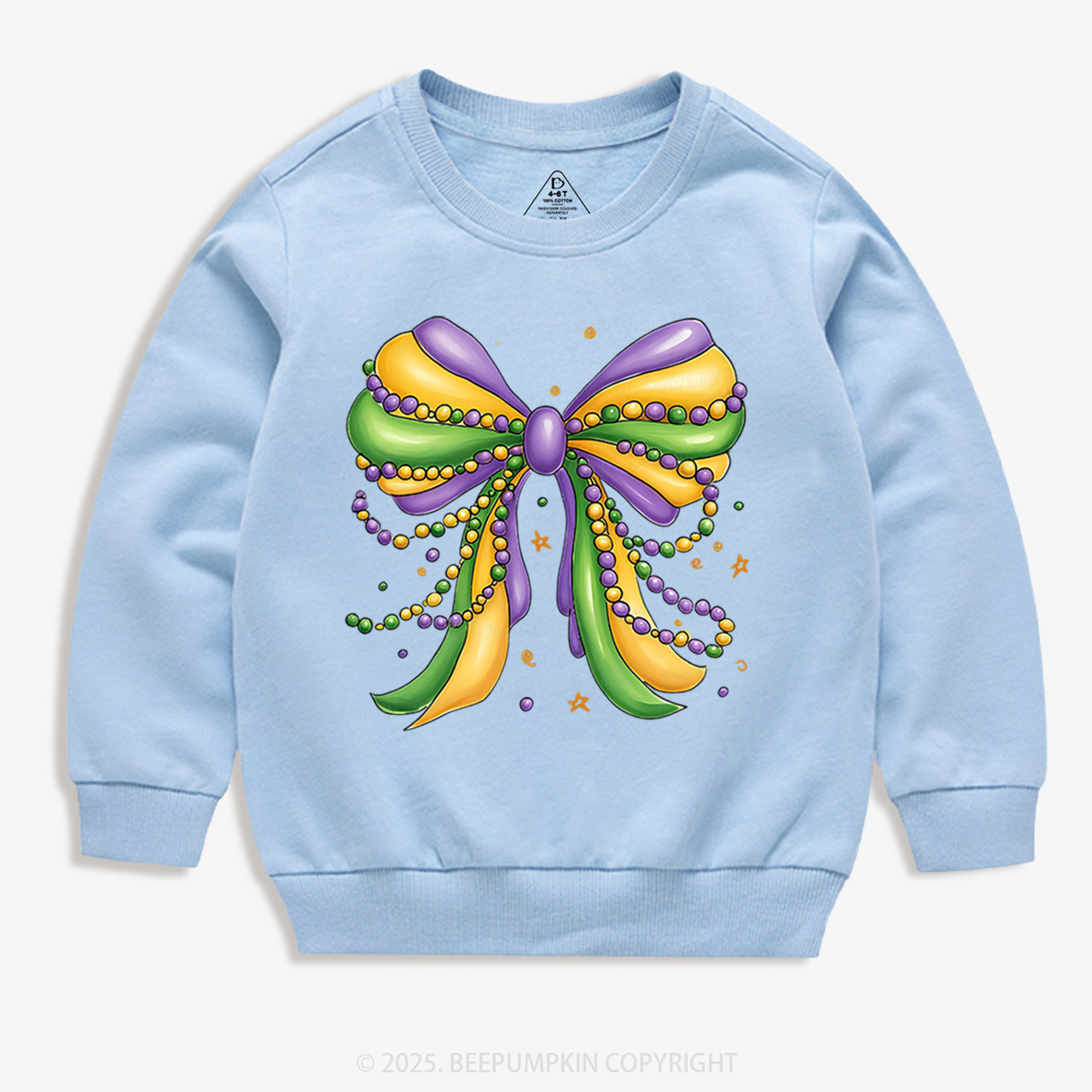 Mardi Gras Ribbon Bow Kid's Sweatshirt