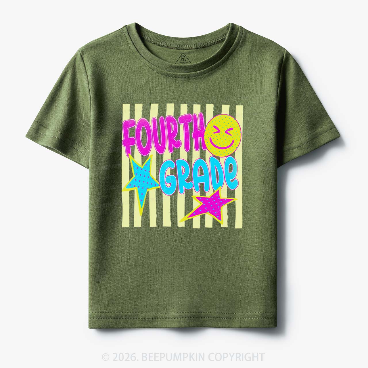 Personalized Neon Striped Grade Back To School Toddler&Kid's Tees