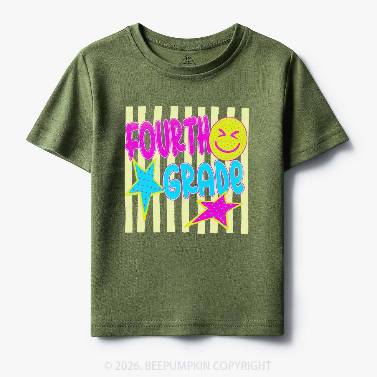 Personalized Neon Striped Grade Back To School Toddler&Kid's Tees