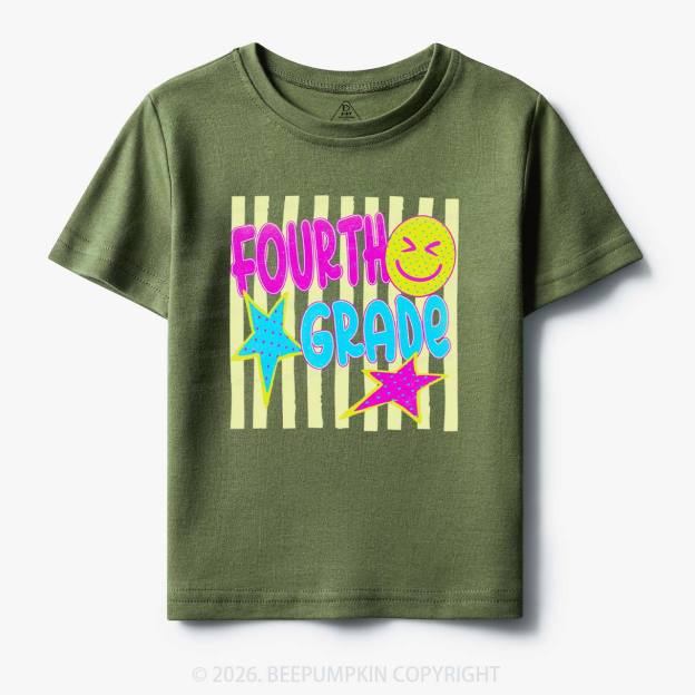 Personalized Neon Striped Grade Back To School Toddler&Kid's Tees