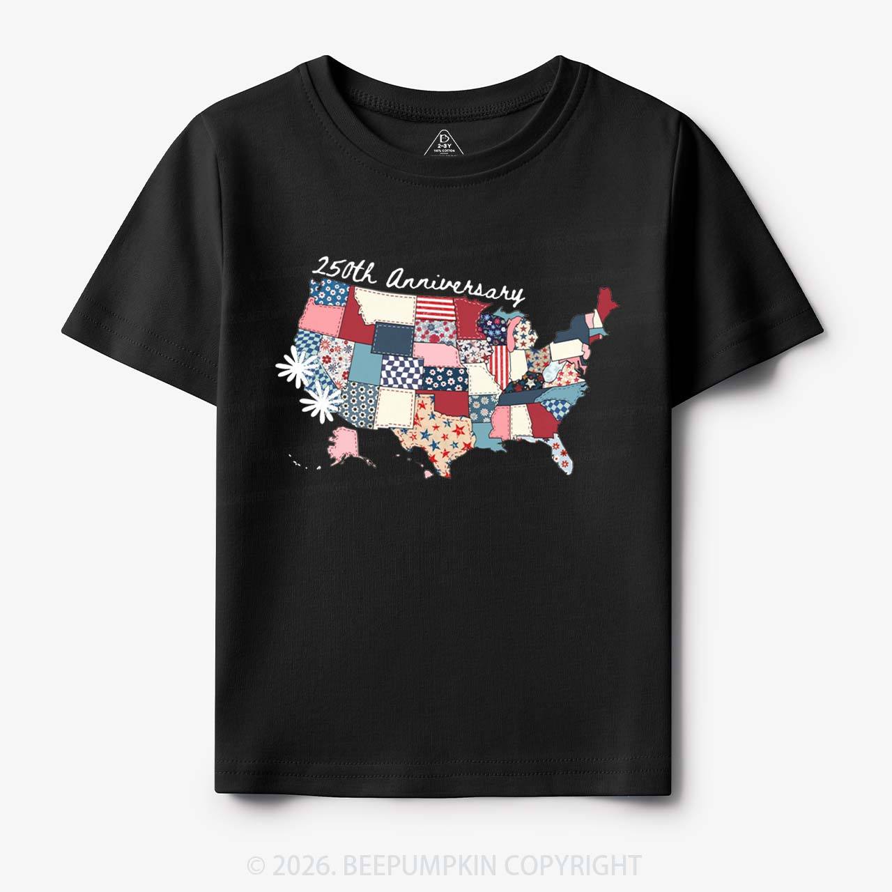 US 250 Years Patriotic Patchwork Toddler&Kid's Tees