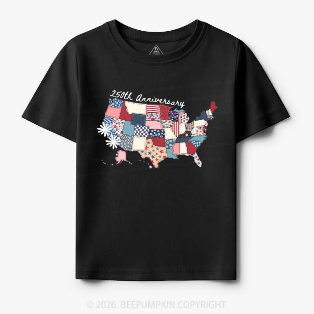 US 250 Years Patriotic Patchwork Toddler&Kid's Tees