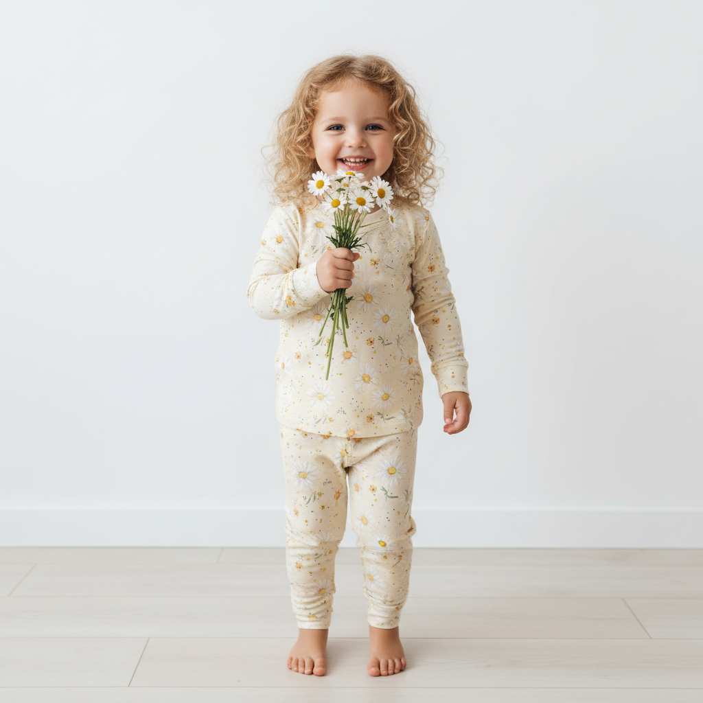 Cute Daisy Bees Two-Piece Pajama Set For Kids
