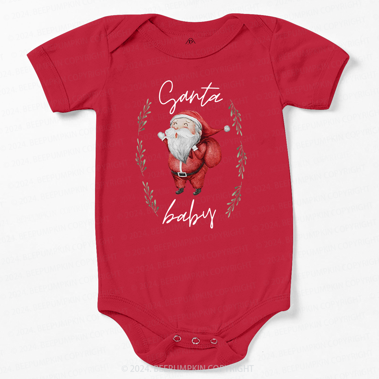 Christmas Santa Flower Baby Bodysuit