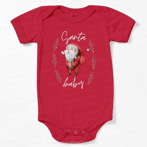 Christmas Santa Flower Baby Bodysuit