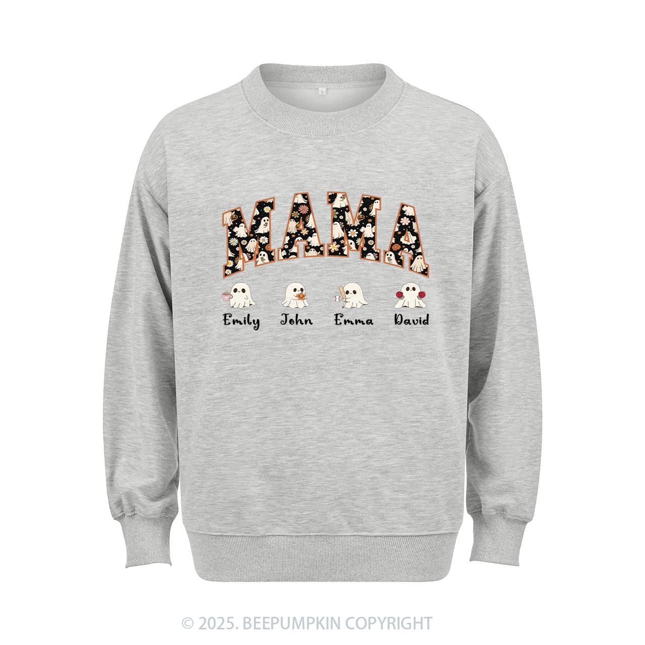 Personalized Ghost Mom Halloween Sweatshirt Beepumpkin