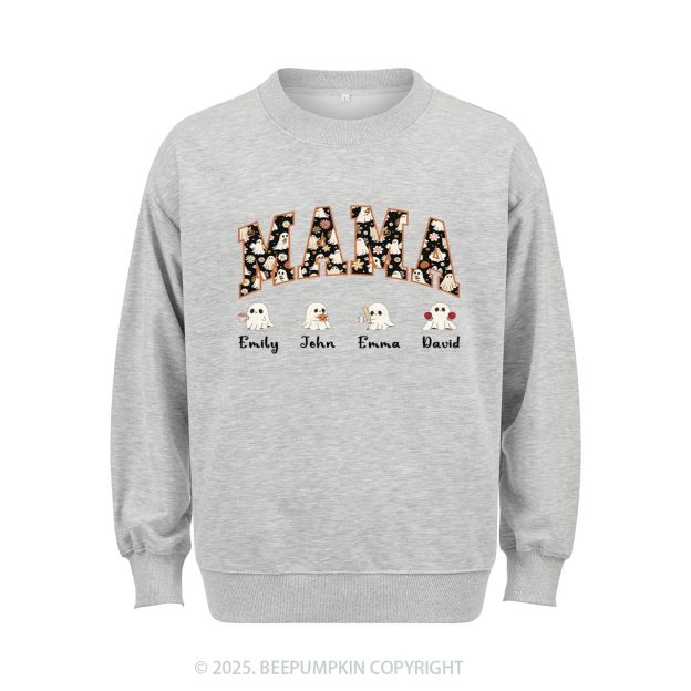 Personalized Ghost Mom Halloween Sweatshirt Beepumpkin