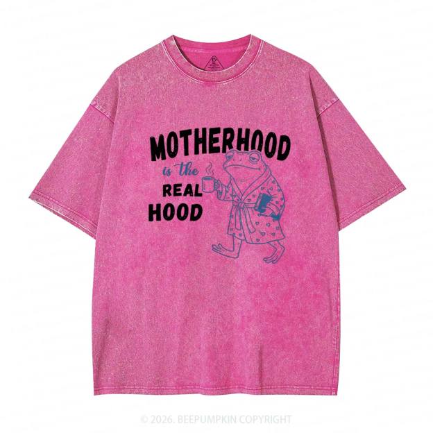 Motherhood Is The Real Hood Adult Washed T-Shirts