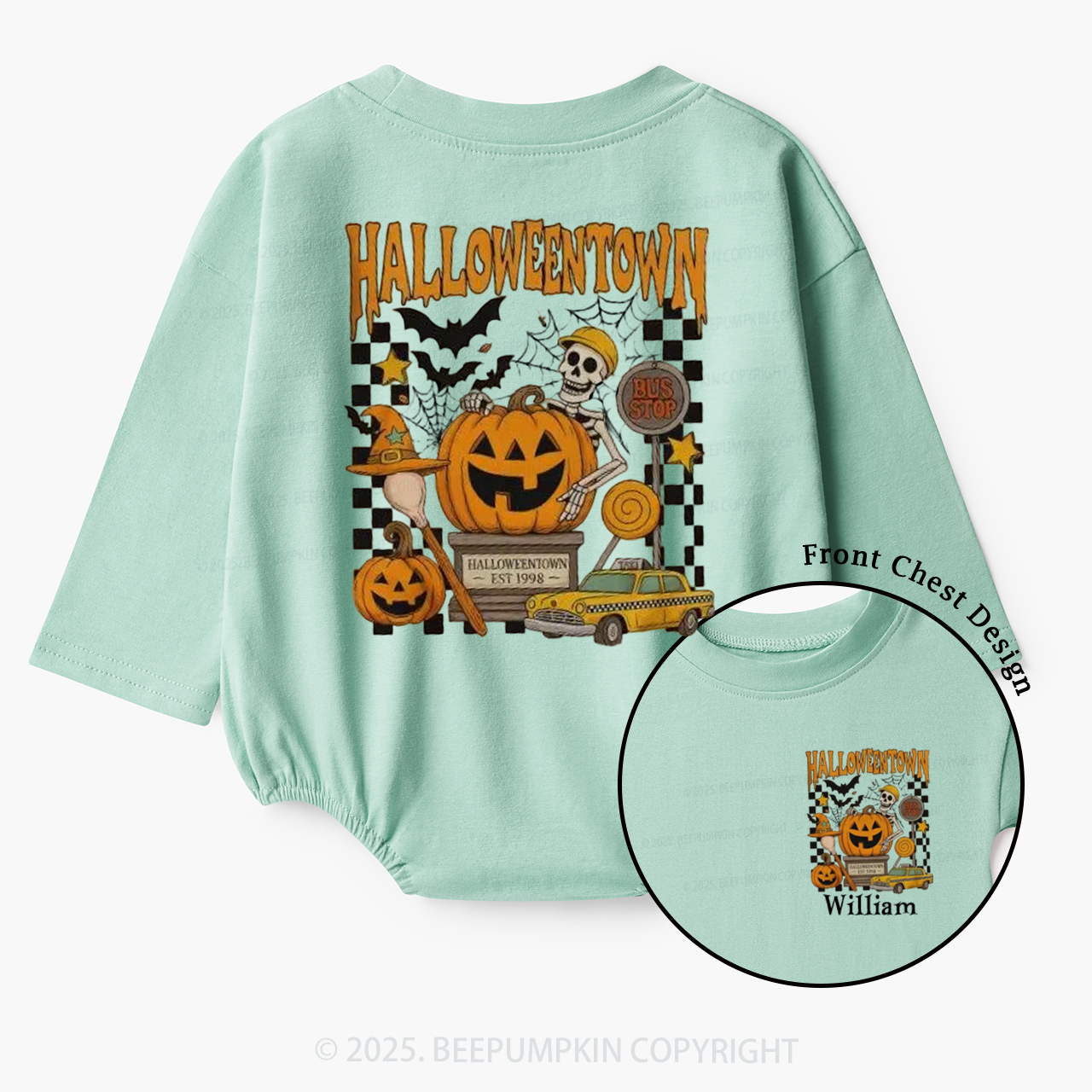Personalized Halloweentown University Baby Bubble Romper Beepumpkin