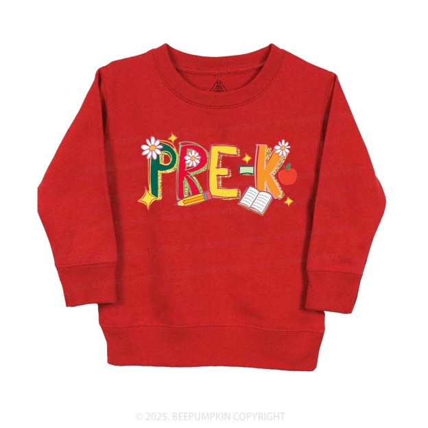 Personalized Girly Floral Kindergarten Neon School Kid's Sweatshirt