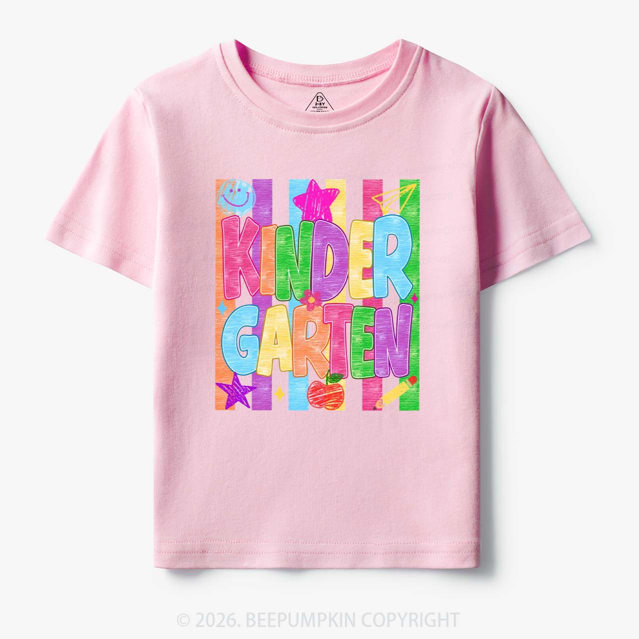 Personalized Crayon Colorful Drawn Striped Back To School Toddler&Kid's Tees