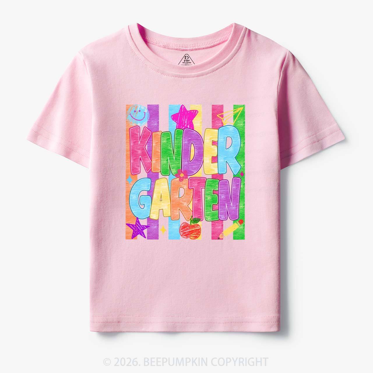Personalized Crayon Colorful Drawn Striped Back To School Toddler&Kid's Tees