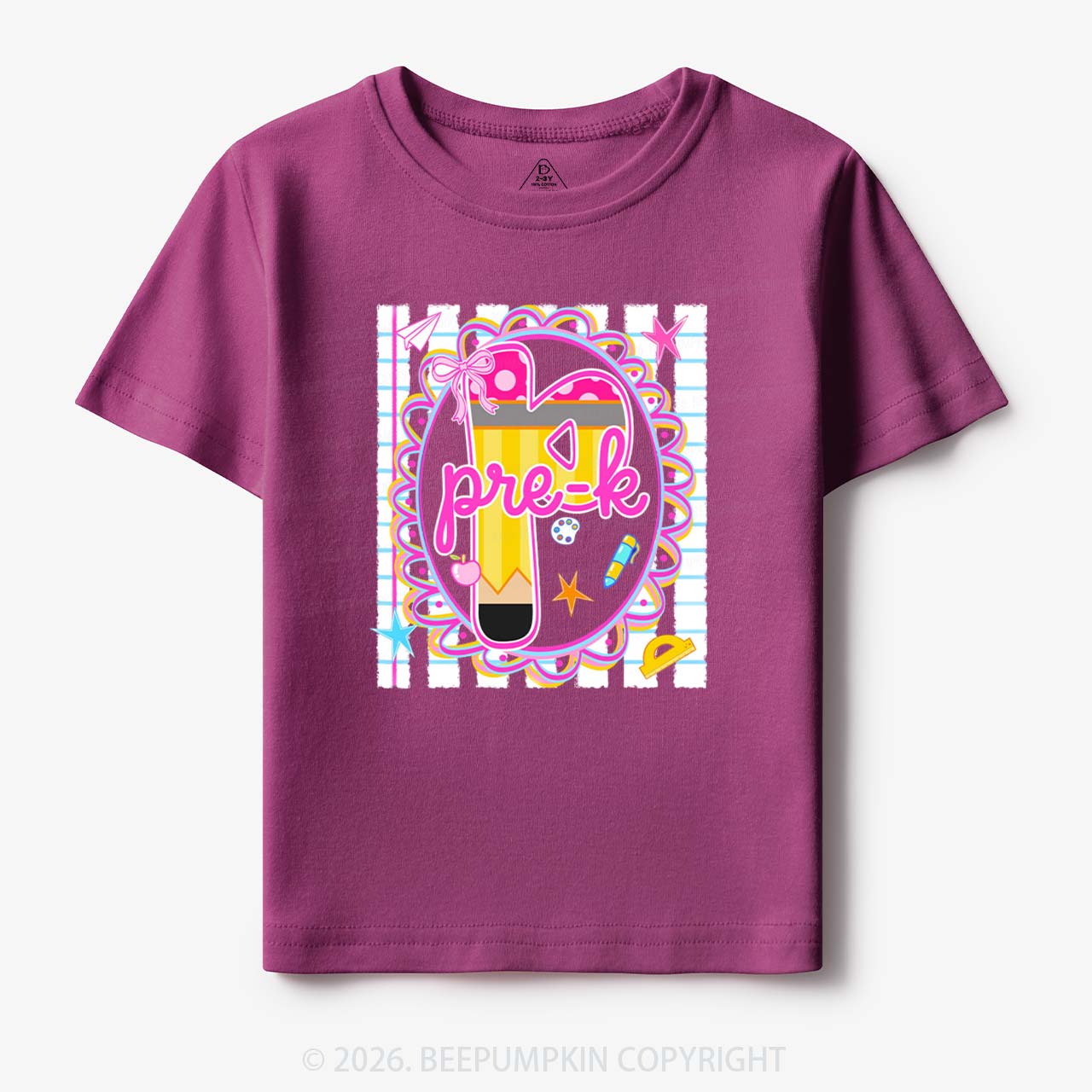 Personalized Pink Gingham Stripes Back To School Toddler&Kid's Tees