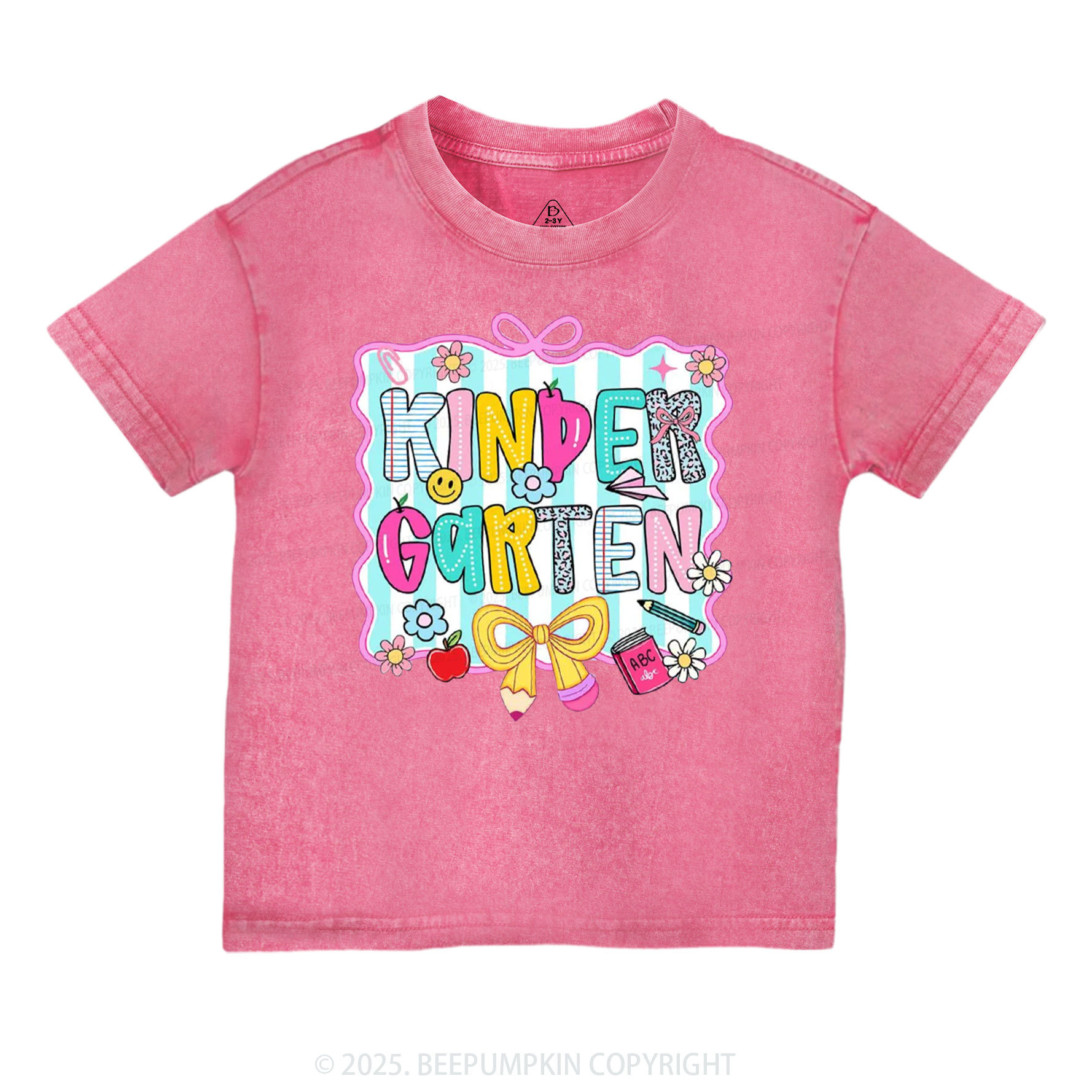 Personalized Happy School Vibes Toddler&Kids Washed Tees