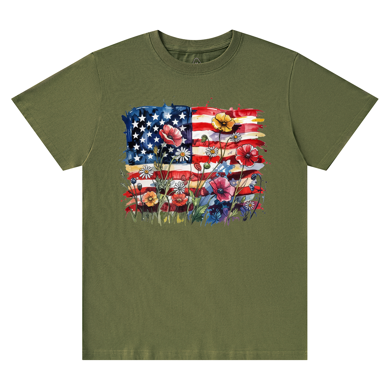 American Flag Floral Mama T-Shirts
