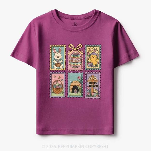 He Is Risen Easter Stamp Toddler&Kid's Tees