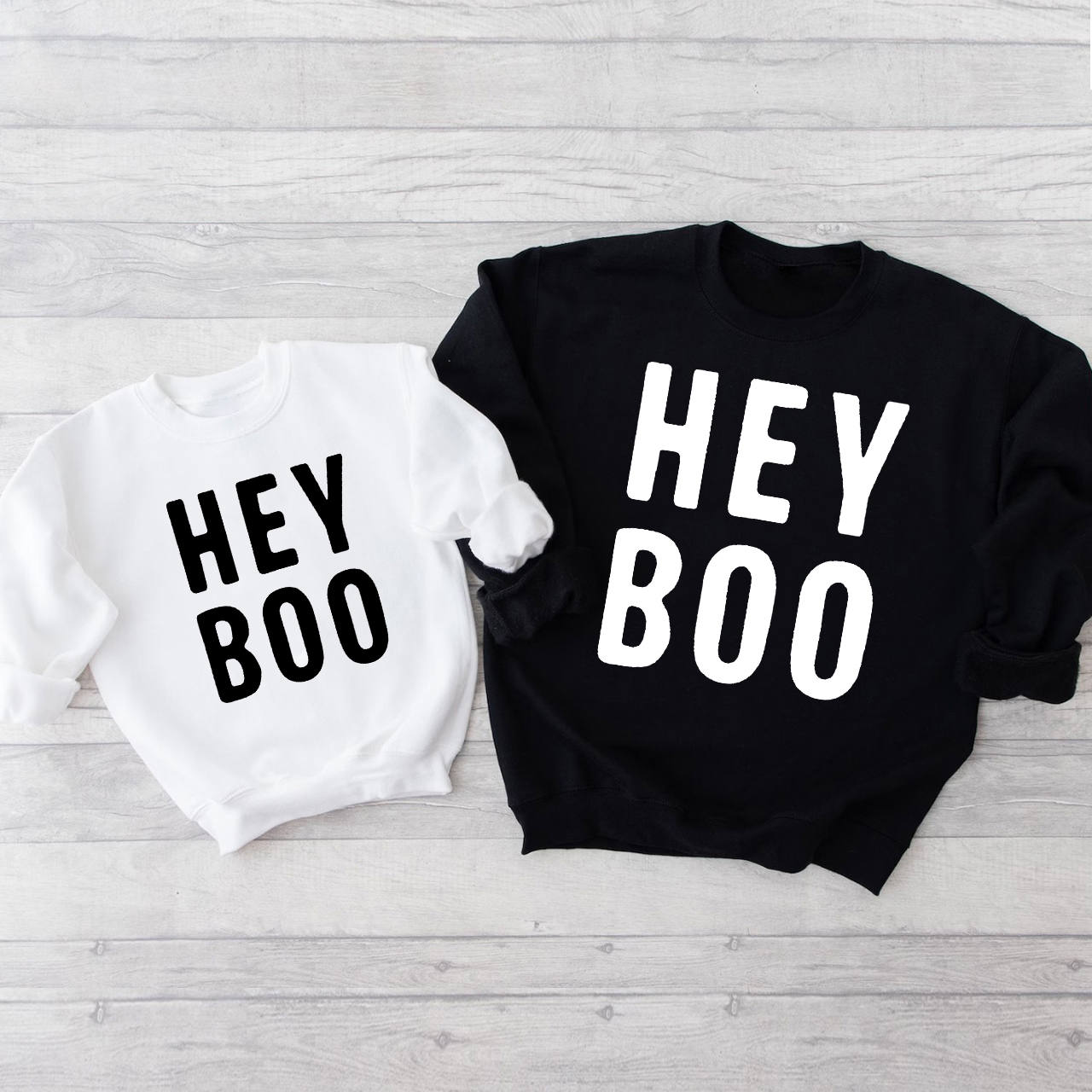 HEY BOO Matching Halloween Family Sweatshirts