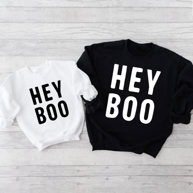 HEY BOO Matching Halloween Family Sweatshirts