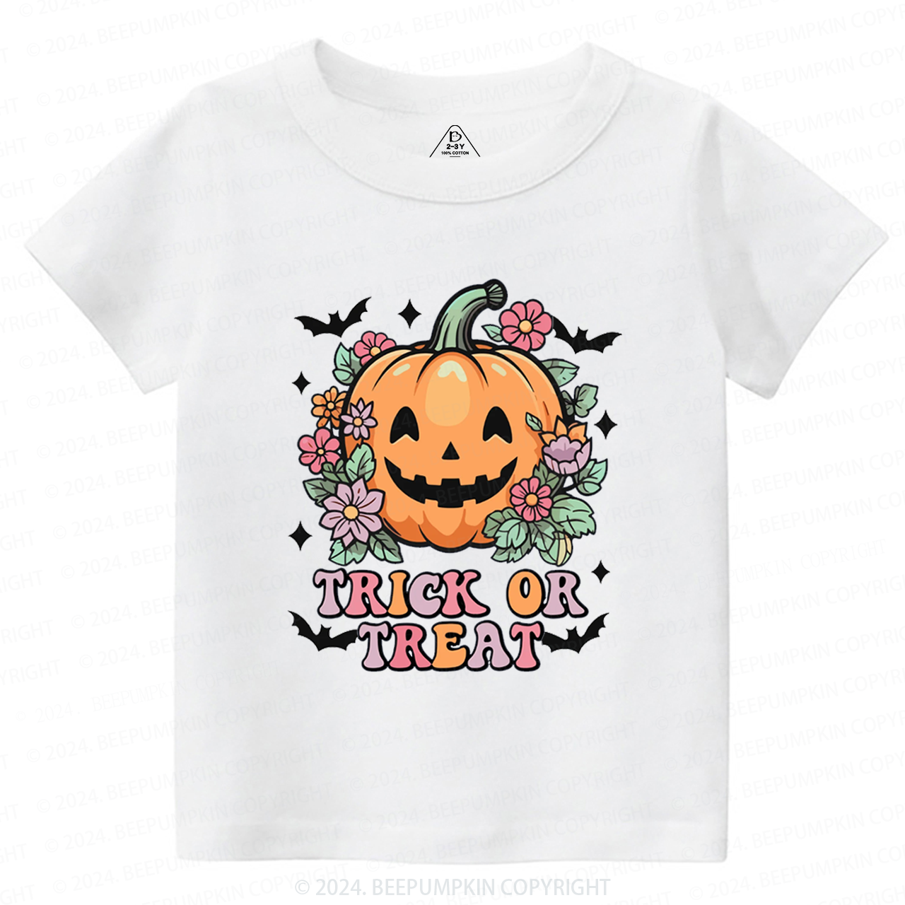 Hippie Ghost Halloween Trick Or Treat PumpkinToddler&Kids Tees 